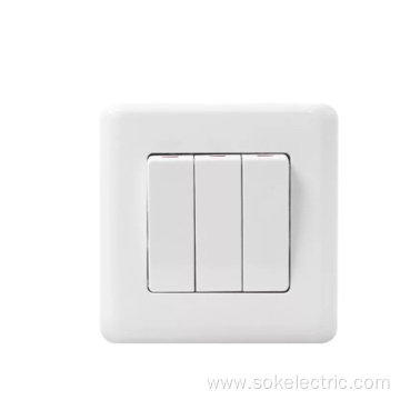 16AX250V 3Gang 2Way Switch Wide Rocker indoor socket